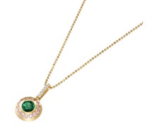 Kette mit Zirkonia weiß und rosa, grüner Kristallstein, Silber 925 Ketten Grün