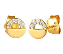Ohrringe Stecker Kreis Rund Diamanten (0.05 ct)585 Gelbgold