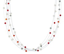 Perlen-Kette Sterling Silber verziert mit Kristallen von Swarovski® Süßwasser-Zuchtperle in Ketten