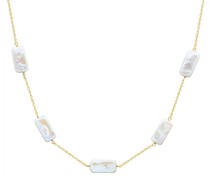 Perlen-Kette Sterling Silber Süßwasser-Zuchtperle in Gelbgold Ketten