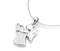 Kette Behang Engel mit Herz, Zirkonia Steine, Silber 925 Ketten Weiss