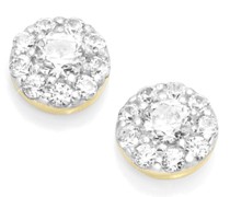 Ohrstecker in Blütenform mit Zirkonia, bicolor, Gold 375 Ohrringe Hellbraun