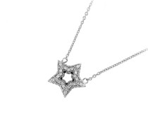 Collier Stern mit Zirkonia Steinen, Silber 925 Ketten Weiss
