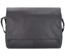 Black Square Messenger Leder 37 cm Laptopfach Laptoptaschen Schwarz
