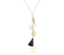 Collier mit Behang, Gold 375 Ketten Blau