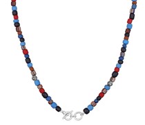 Halskette Glas Beads Blau T-Bone Verschluss 925 Silberschmuck