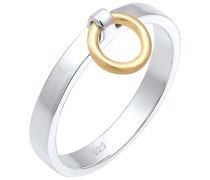 Ring Bandring Kreis Anhänger Bi-Color Geo 925 Silber Ringe
