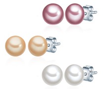Perlen-Ohrstecker Sterling Silber Süßwasser-Zuchtperlen Ohrringe