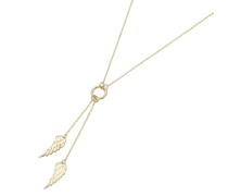 Collier Mittelteil Ring, 2 Behänge mit Feder, Gold 375 Ketten