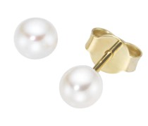 Ohrstecker mit Süßwasser Zuchtperlen, Gold 585 Ohrringe Weiss