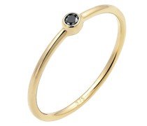 Ring Solitär Schwarzer Diamant (0.03 ct) 375er Gelbgold Ringe