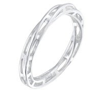 Ring Bandring Gedreht Ketten Design 925 Silber rhodiniert Ringe