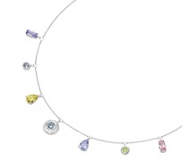 Collier mit Behängen, Zirkonia farbig + synth. blaue Spinelle Silber 925 Ketten Grün