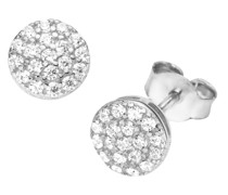 Ohrstecker rundes Plättchen mit Zirkonia Steinen, Silber 925 Ohrringe