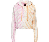Hoodie aus Fleece aus einer Biobaumwollmischung mit Stickereien und Batikmuster