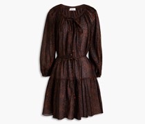 Gerafftes Kleid aus Baumwolle mit Leopardenprint S