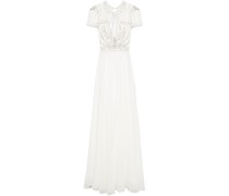 Amaryllis verziertes Brautkleid aus Tüll und Chiffon