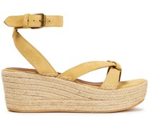 Candella Espadrille-Wedges aus Veloursleder mit Knotendetail
