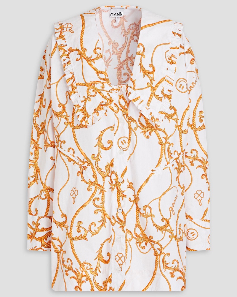 Ganni Damen Oversized-Hemd aus Baumwolle mit Print