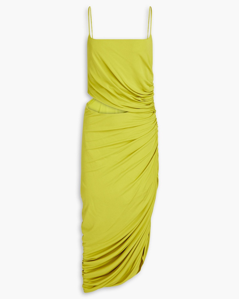 Halston Damen Averie gerafftes Midikleid aus Jersey mit Cut-outs