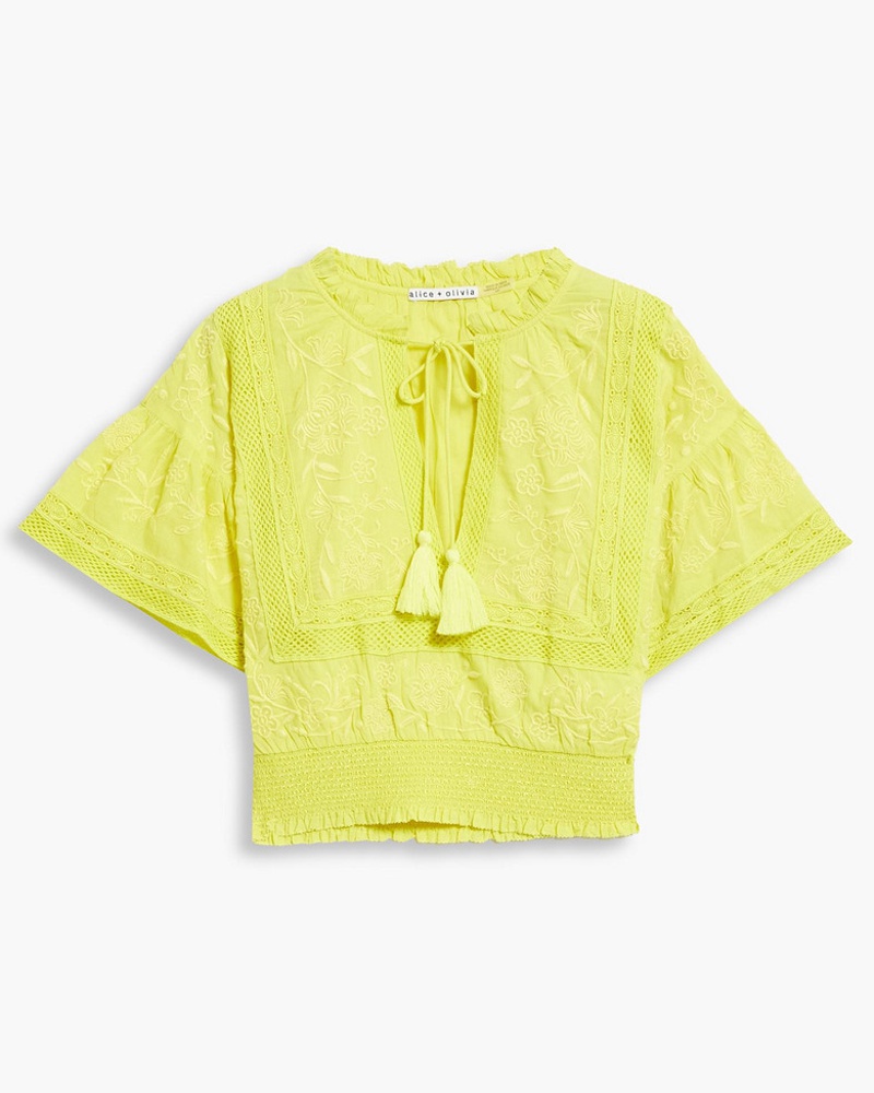 Alice + Olivia Damen Alice OliviaTabitha Oberteil aus Baumwoll-Walkstoff mit Stickereien