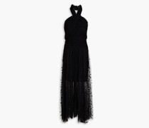 Sasha Neckholder-Maxikleid aus plissiertem Tüll mit Stickereien