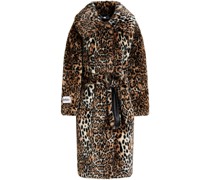 Katrina Mantel aus Kunstfell mit Leopardenprint und Gürtel