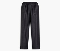 Melierte Hose mit weitem Bein aus einer Woll-Seidenmischung