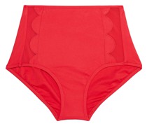 Petal Edge hoch sitzendes Bikini-Höschen mit Muschelsaum und Mesh-Einsatz