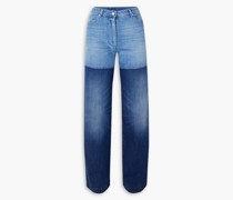 Zweifarbige, hoch sitzende Jeans mit geradem Bein