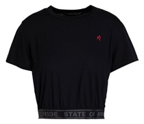 Bedrucktes Cropped T-Shirt aus Jersey mit Jacquard-Besatz