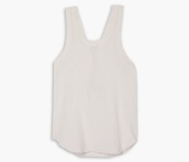 Tanktop aus Leinen-Jersey mit Fransen und Häkelbesatz