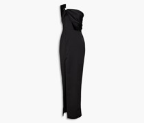 Einschultrige Robe aus glänzendem Crêpe mit Cut-outs