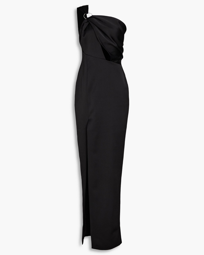 RASARIO Damen Einschultrige Robe aus glänzendem Crêpe mit Cut-outs