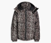 Gesteppte Skijacke mit Leopardenprint und Kapuze 1