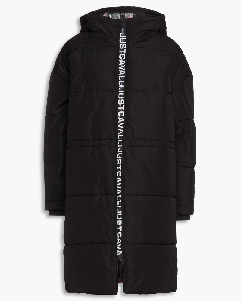 Just Cavalli Damen Bedruckter Kapuzenmantel aus gestepptem Shell