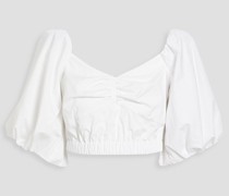 Geraffte Cropped Bluse aus Popeline aus einer Baumwollmischung