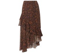 Antoinette asymmetrischer Rock aus Seidenchiffon mit Fil-Coupé und Leopardenprint