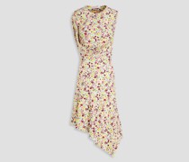 Asymmetric floral-print stretch-jersey mini dress