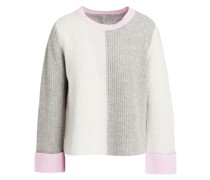Pullover aus geripptem Kaschmir inColour-Block-Optik S
