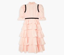 Simone gestuftes Midikleid aus Moiré mit Rüschen