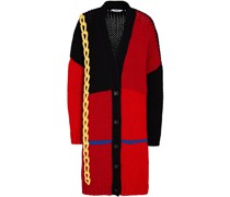 Oversized-Cardigan aus einer Wollmischung inColour-Block-Optik mit Flechtbesatz