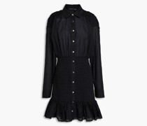 Shirred cotton mini shirt dress
