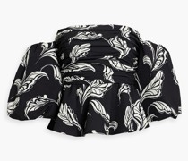 Schulterfreies Oberteil aus Crêpe mit Schößchen und Print