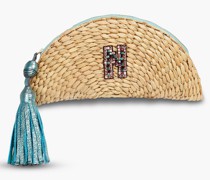 Clutch aus geflochtenem Raffiabast mit Verzierung
