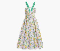 Midikleid aus Popeline aus einer Baumwollmischung mit floralem Print und Cut-outs