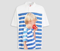 Printed cotton-piqué polo shirt M