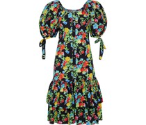 Nella gestuftes Kleid aus Popeline aus einer Baumwollmischung mit floralem Print