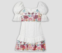 Thressey Minikleid aus Baumwolle mit Lochstickerei, Rüschen und Stickereien