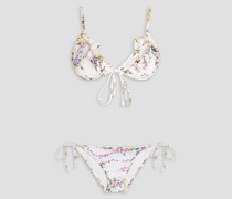 Bikini mit floralem Print und Rüschen 0